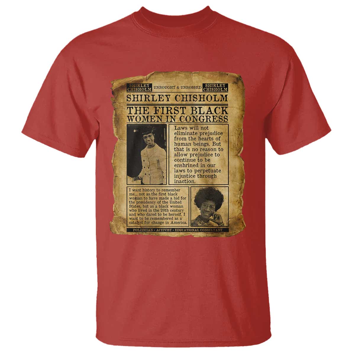 Vintage Newspaper Shirley Chisholm T Shirt First Black Woman In Congress