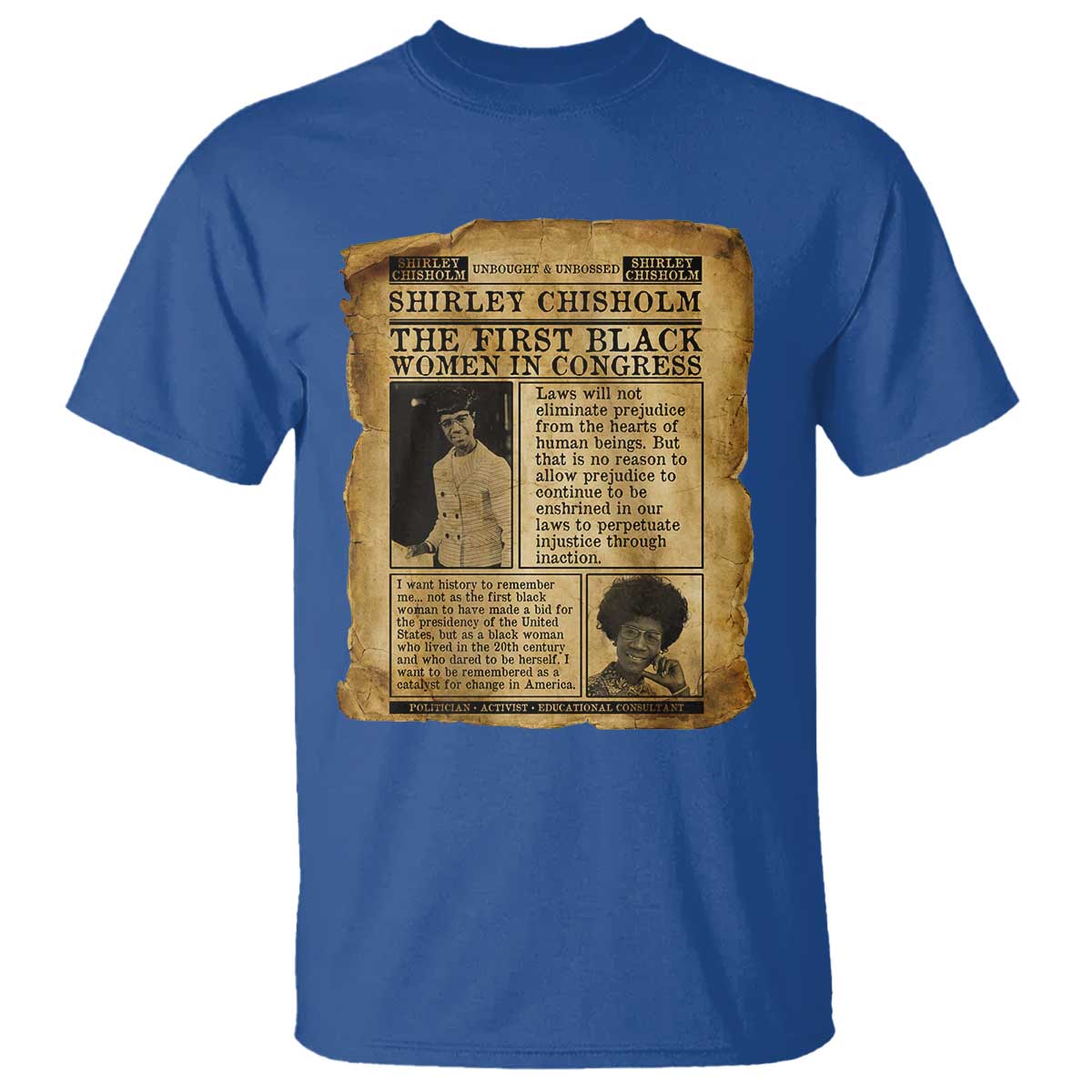 Vintage Newspaper Shirley Chisholm T Shirt First Black Woman In Congress