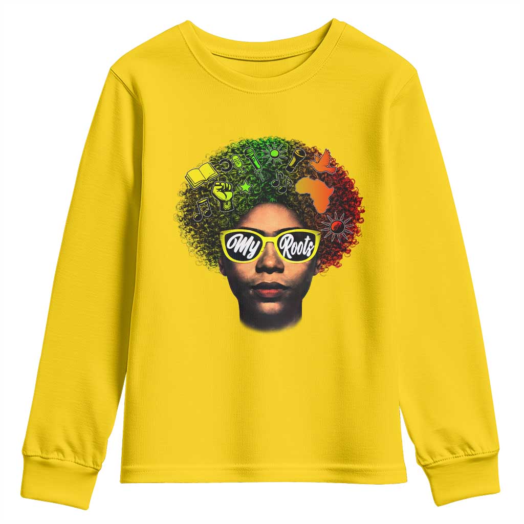 Black History Month Youth Sweatshirt My Roots African American Pride Gift - African Pride