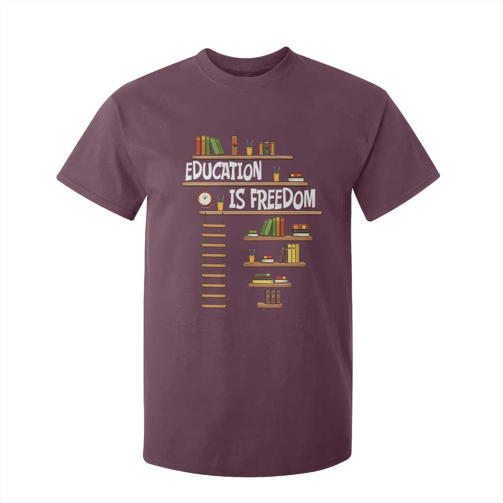 Education Is Freedom T Shirt For Kid African American History Africa Map Books - African Pride