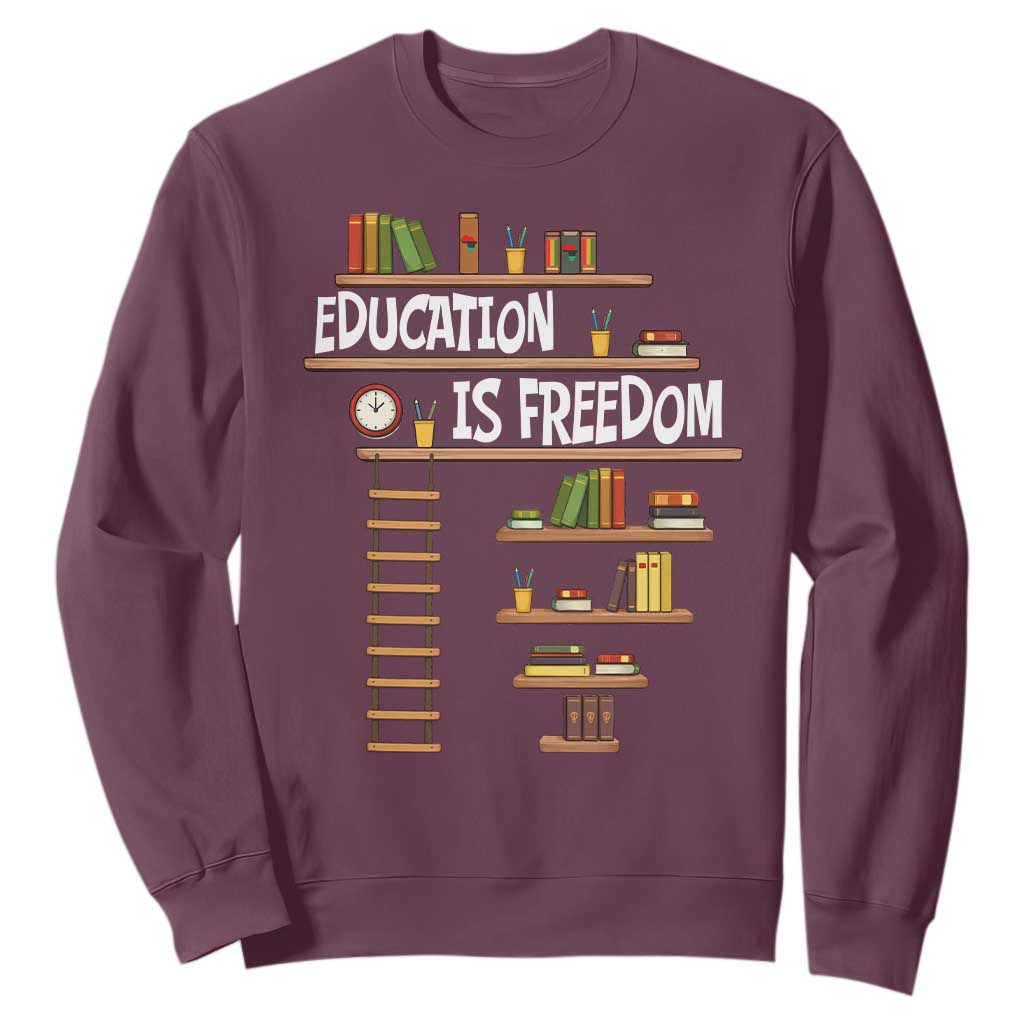Education Is Freedom Sweatshirt African American History Africa Map Books - African Pride