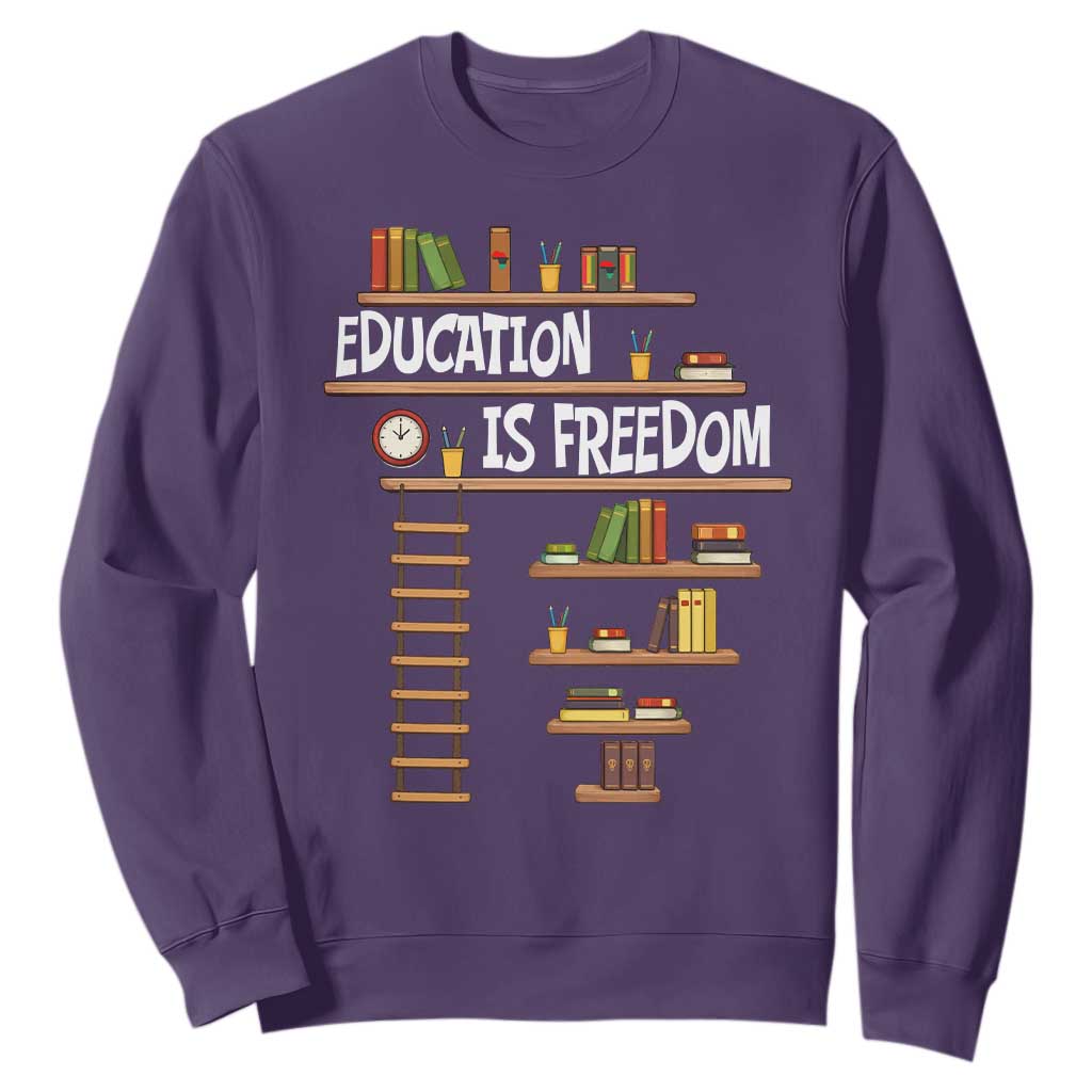 Education Is Freedom Sweatshirt African American History Africa Map Books - African Pride