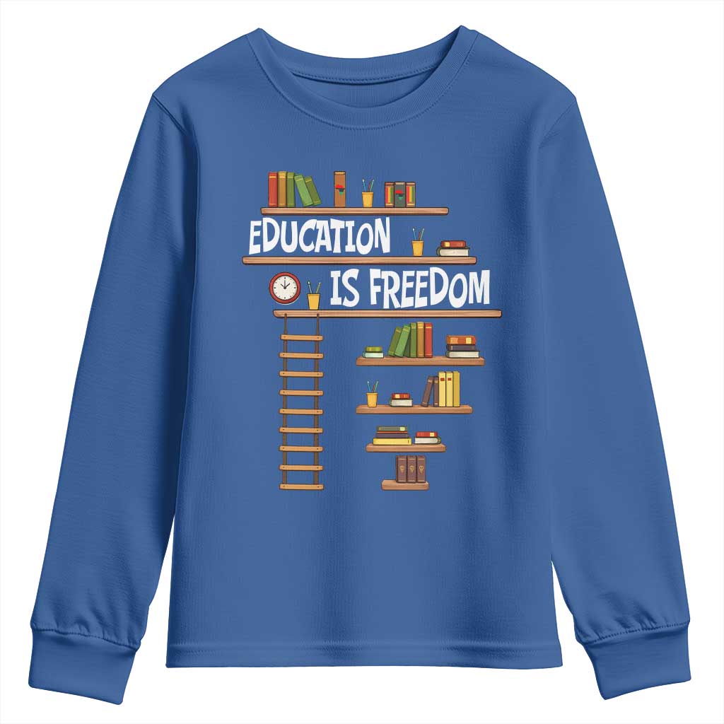 Education Is Freedom Youth Sweatshirt African American History Africa Map Books - African Pride