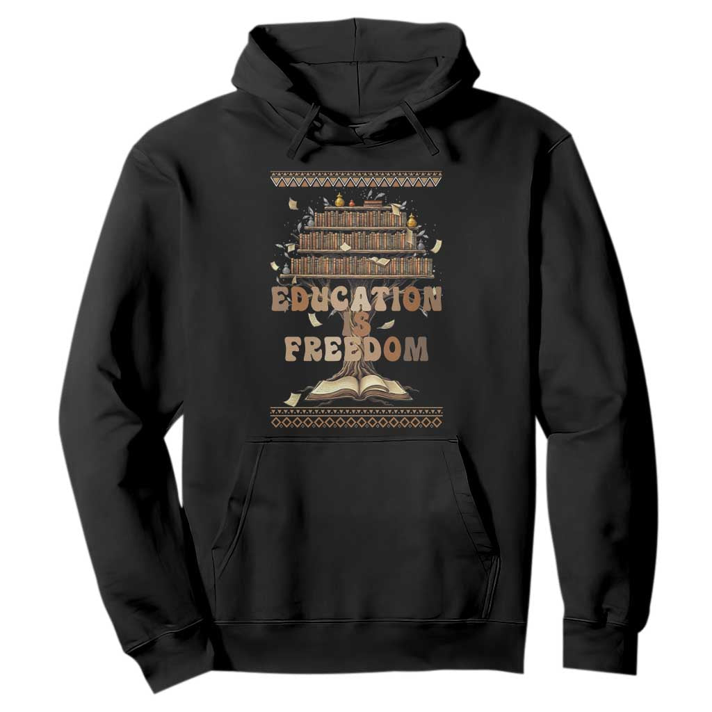 Education Is Freedom Teacher Gift Hoodie Inspirational Africa Map Book Stack - African Pride