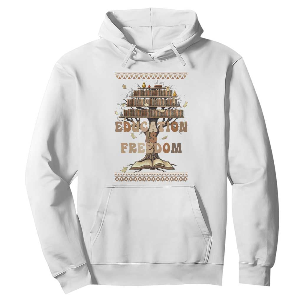 Education Is Freedom Teacher Gift Hoodie Inspirational Africa Map Book Stack - African Pride