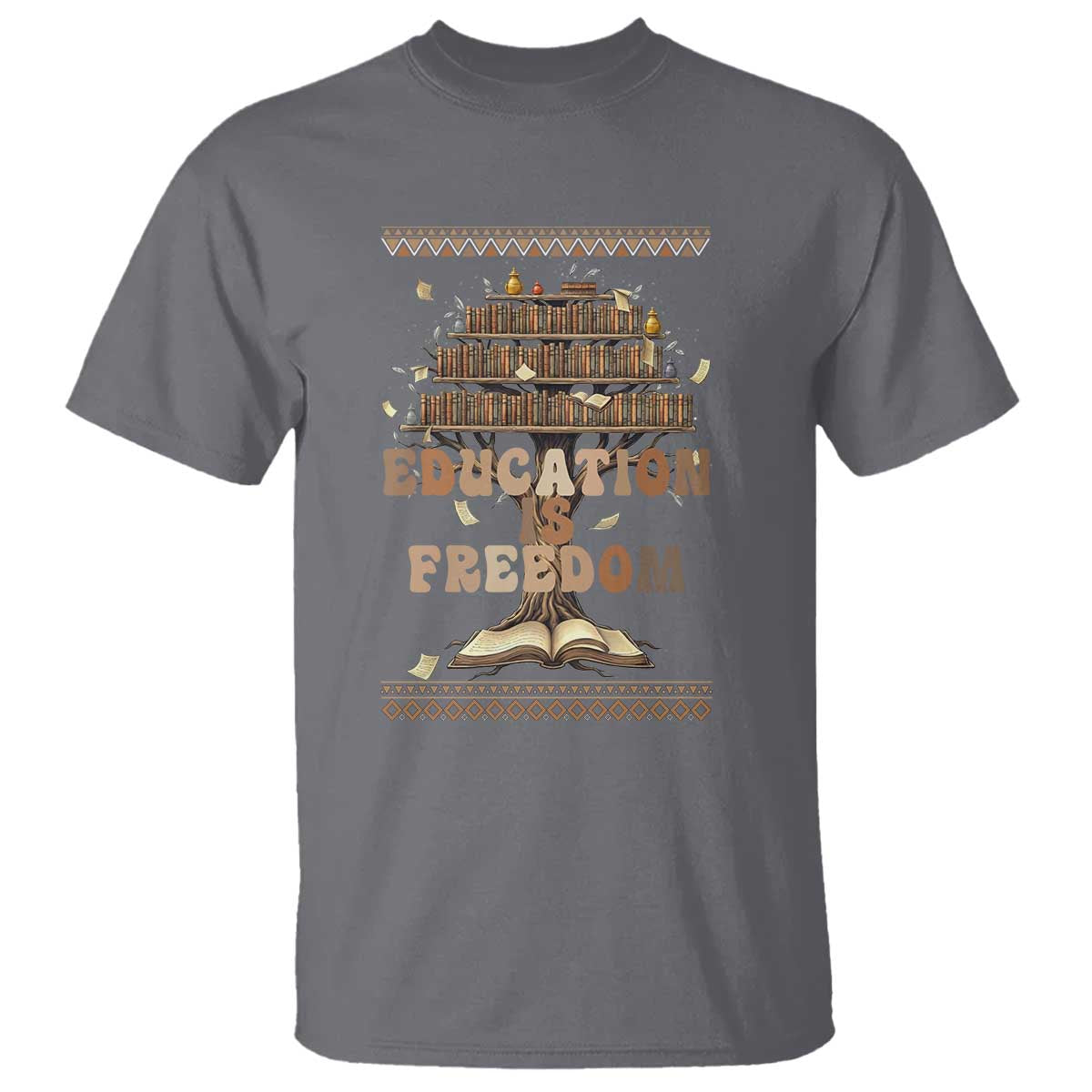 Education Is Freedom Teacher Gift T Shirt Inspirational Africa Map Book Stack - African Pride