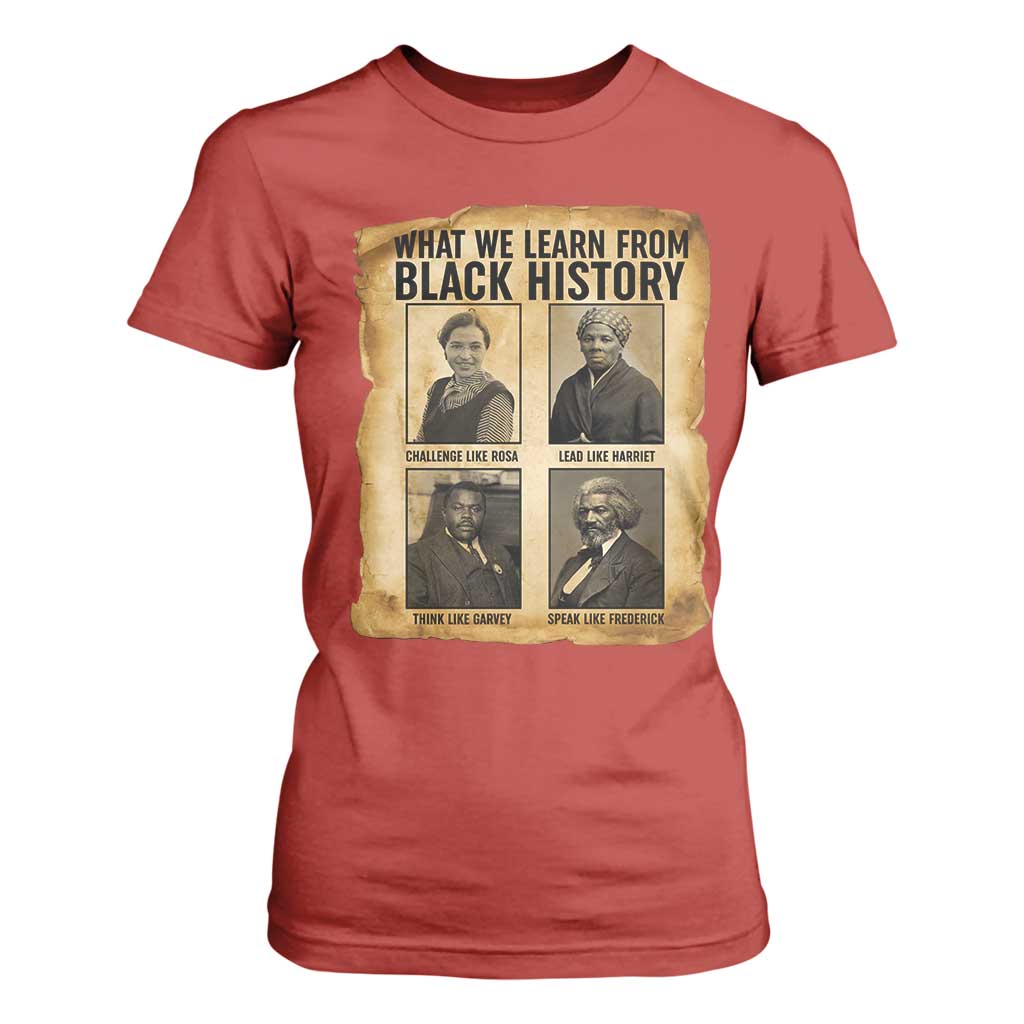 What We Learn From Black History T Shirt For Women Vintage African American Leaders - African Pride