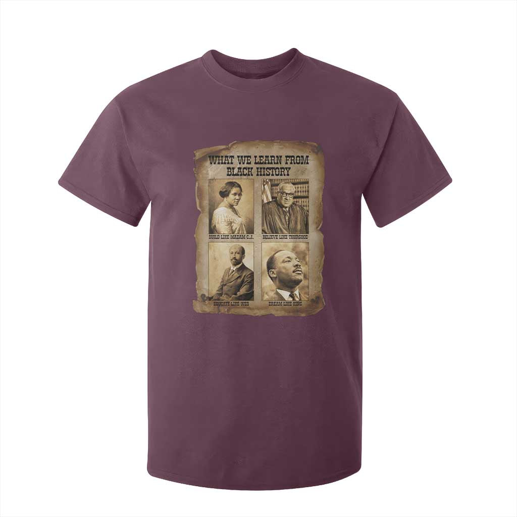 What We Learn From Black History T Shirt For Kid Iconic African American Figures - African Pride