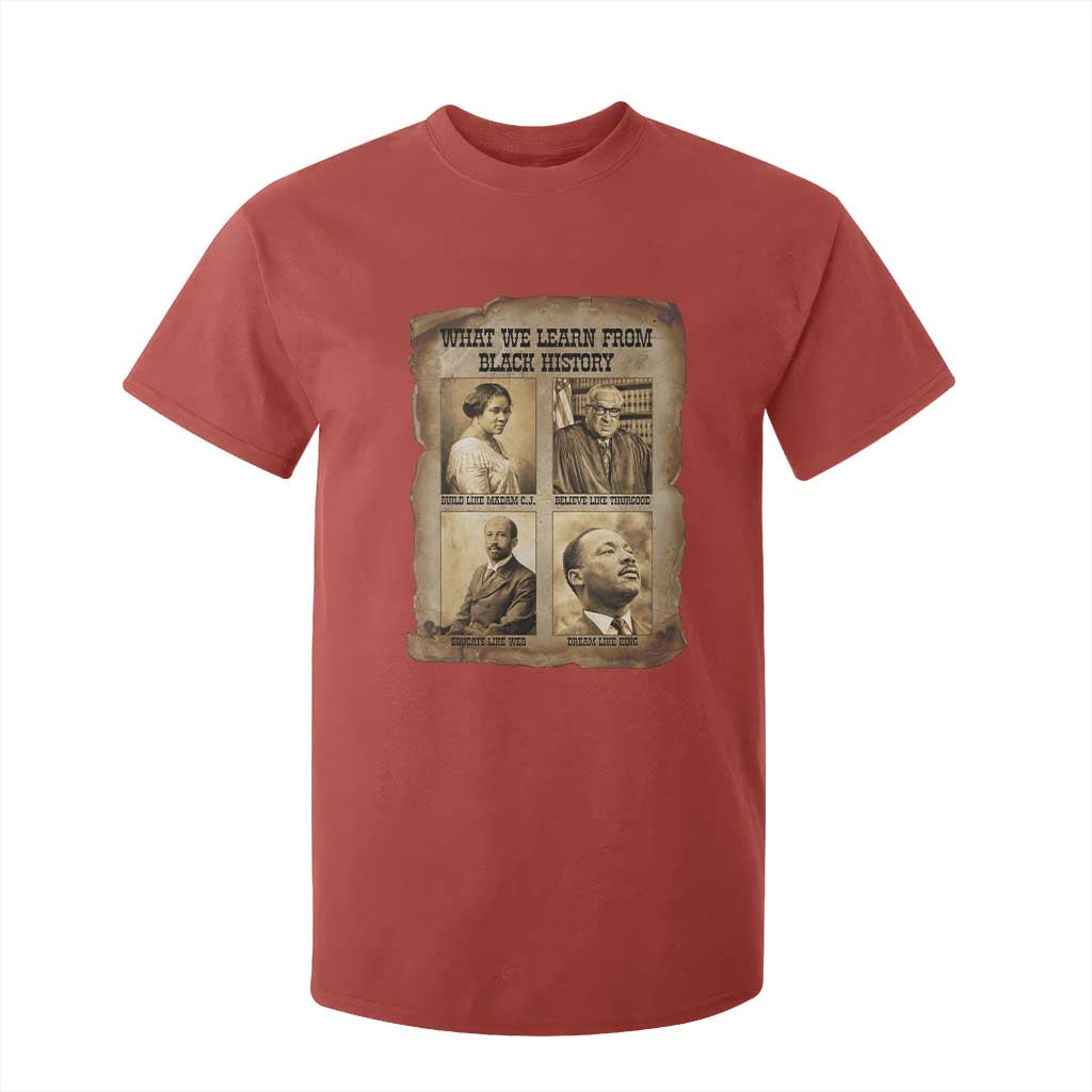 What We Learn From Black History T Shirt For Kid Iconic African American Figures - African Pride