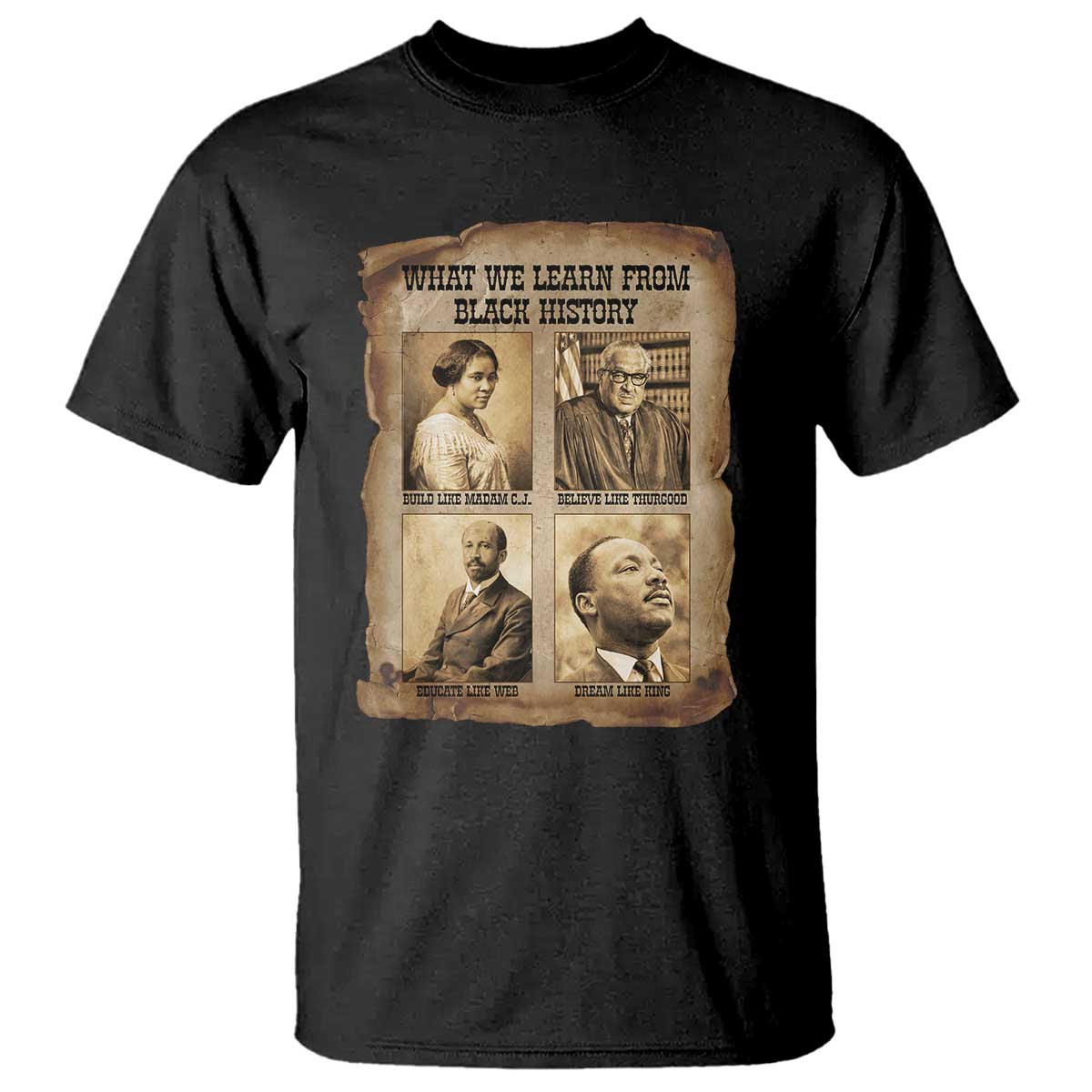 What We Learn From Black History T Shirt Iconic African American Figures - African Pride