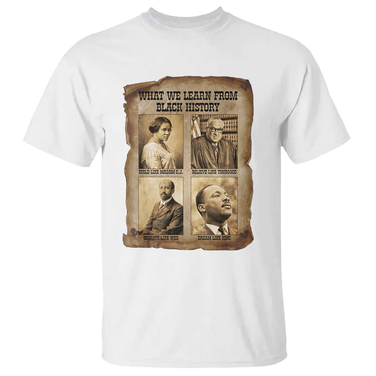 What We Learn From Black History T Shirt Iconic African American Figures - African Pride