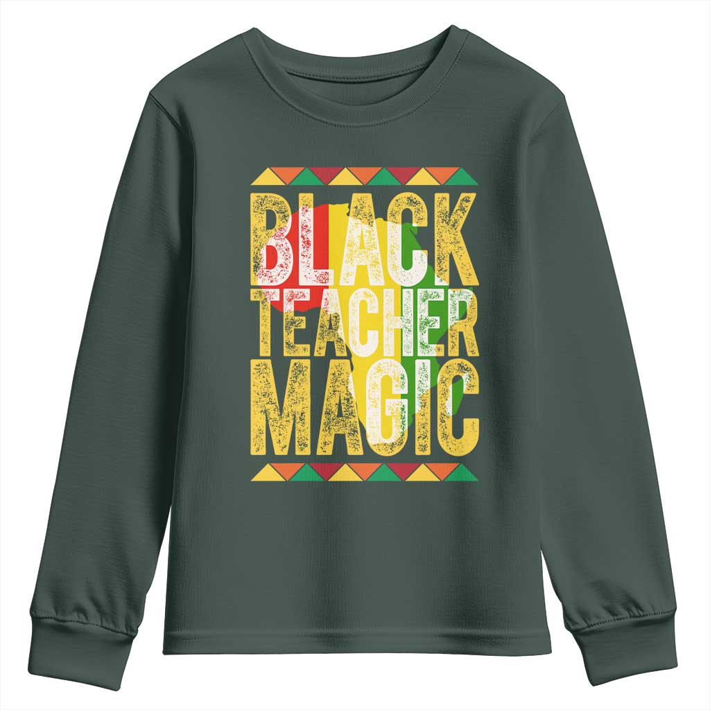Black History Month Gift Youth Sweatshirt Black Teacher Magic - African Pride