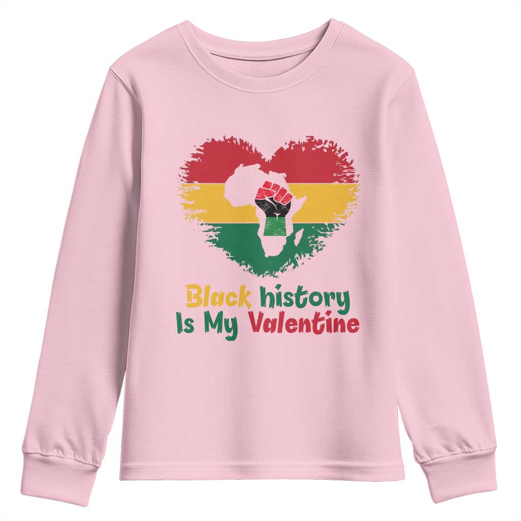 African American Women Pride Youth Sweatshirt Black History Is My Valentine - African Pride