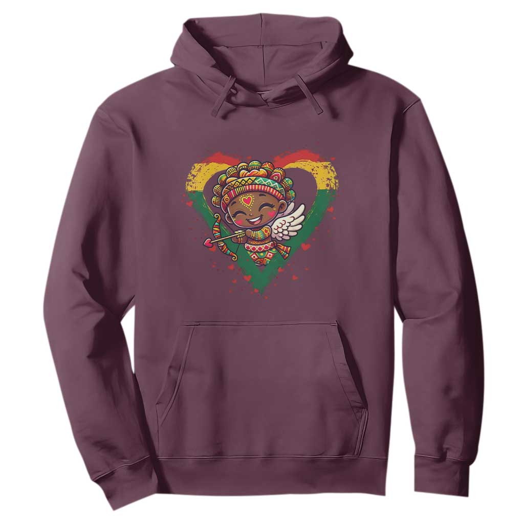 Cute Black Cupid Hoodie Melanin Pride Valentines Day Gift - African Pride