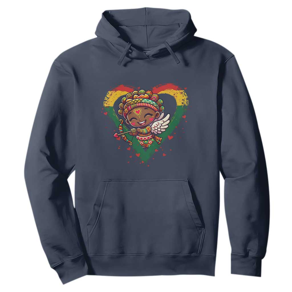 Cute Black Cupid Hoodie Melanin Pride Valentines Day Gift - African Pride