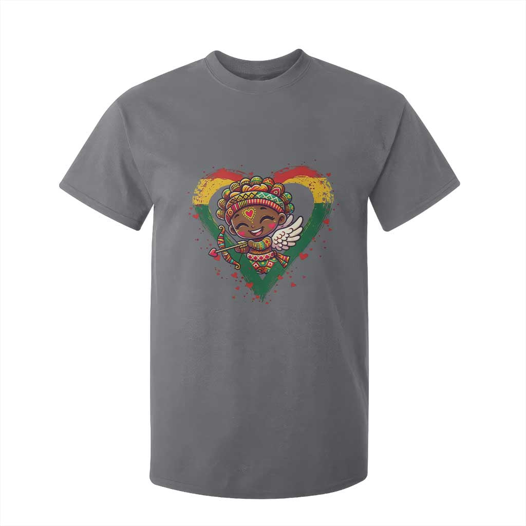 Cute Black Cupid T Shirt For Kid Melanin Pride Valentines Day Gift - African Pride
