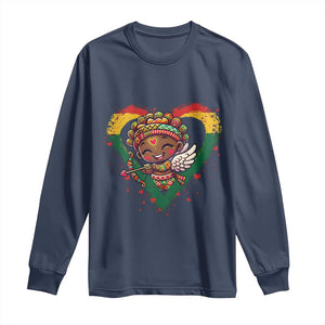 Cute Black Cupid Long Sleeve Shirt Melanin Pride Valentines Day Gift - African Pride