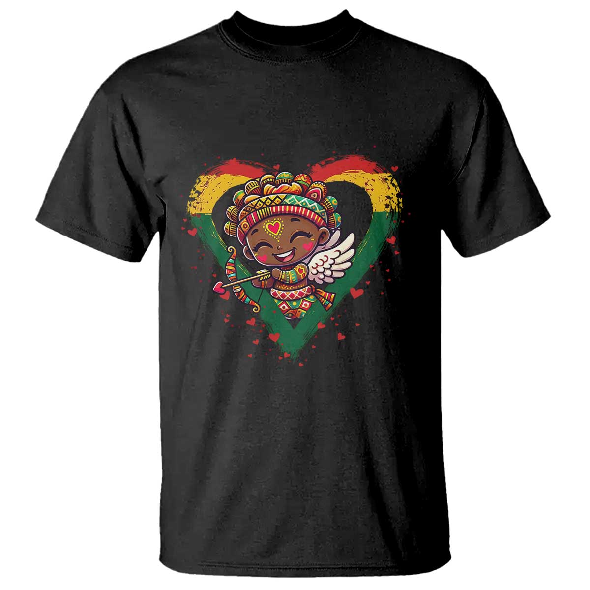 Cute Black Cupid T Shirt Melanin Pride Valentines Day Gift - African Pride