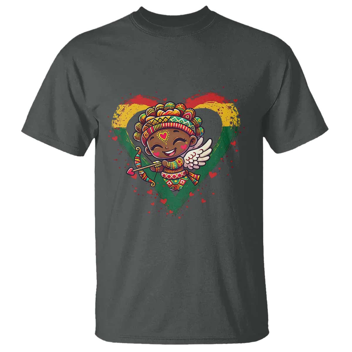 Cute Black Cupid T Shirt Melanin Pride Valentines Day Gift - African Pride