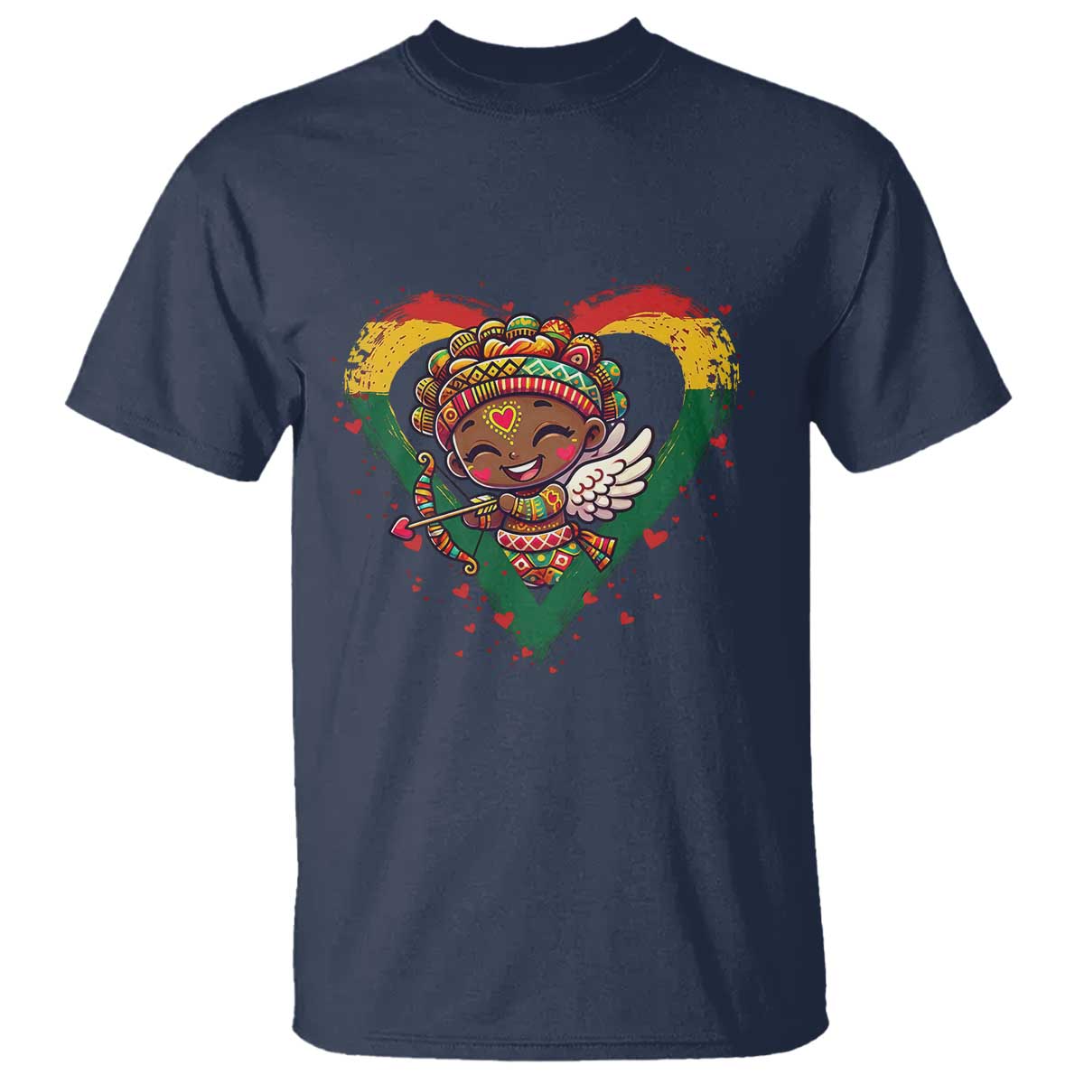 Cute Black Cupid T Shirt Melanin Pride Valentines Day Gift - African Pride