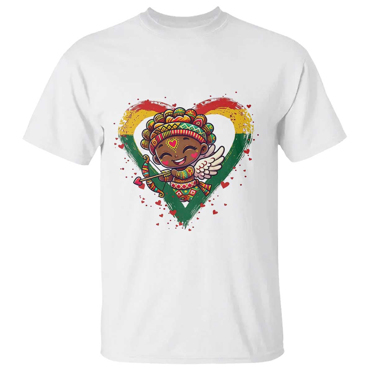 Cute Black Cupid T Shirt Melanin Pride Valentines Day Gift - African Pride