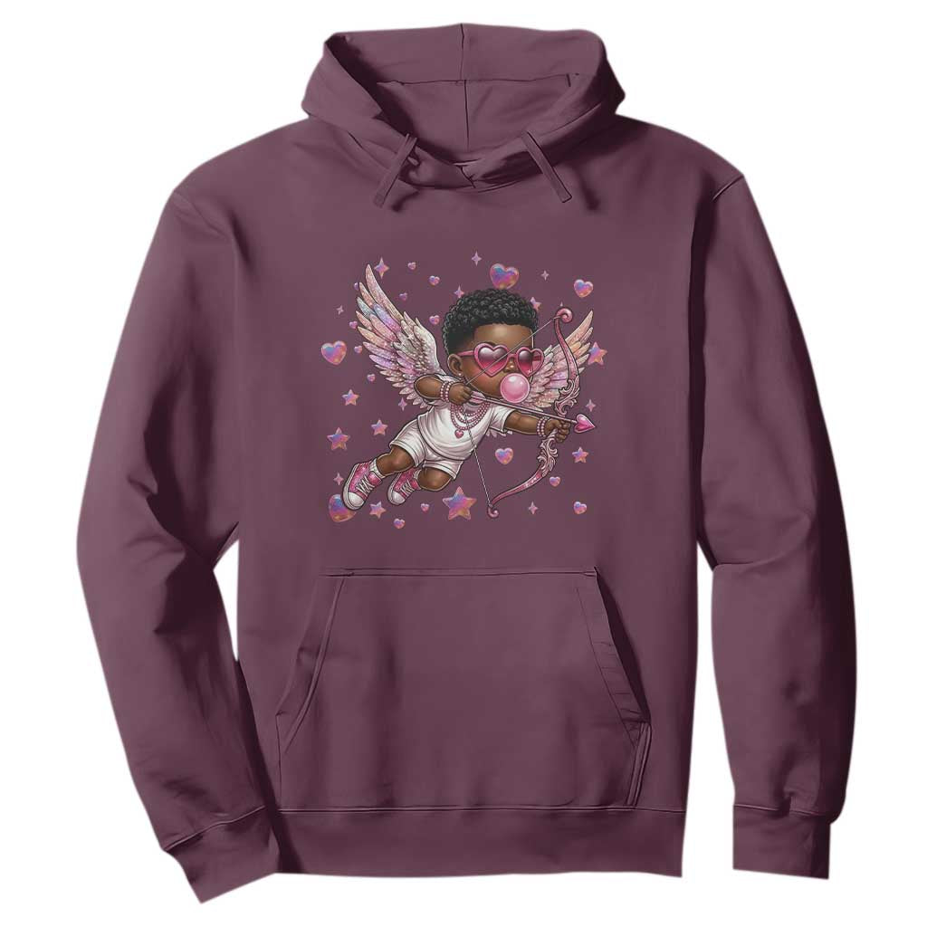 Cute Black Cupid Hoodie African American Valentines Day Gift - African Pride