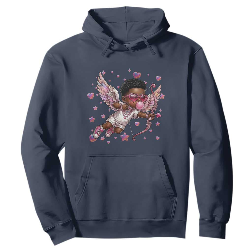 Cute Black Cupid Hoodie African American Valentines Day Gift - African Pride