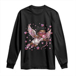Cute Black Cupid Long Sleeve Shirt African American Valentines Day Gift - African Pride