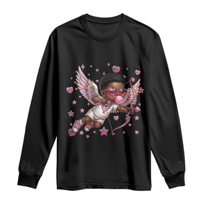 Cute Black Cupid Long Sleeve Shirt African American Valentines Day Gift - African Pride