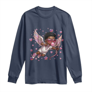 Cute Black Cupid Long Sleeve Shirt African American Valentines Day Gift - African Pride