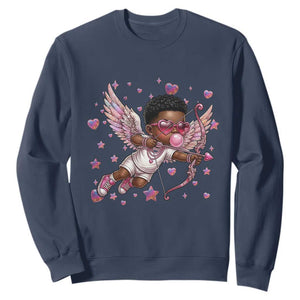 Cute Black Cupid Sweatshirt African American Valentines Day Gift - African Pride