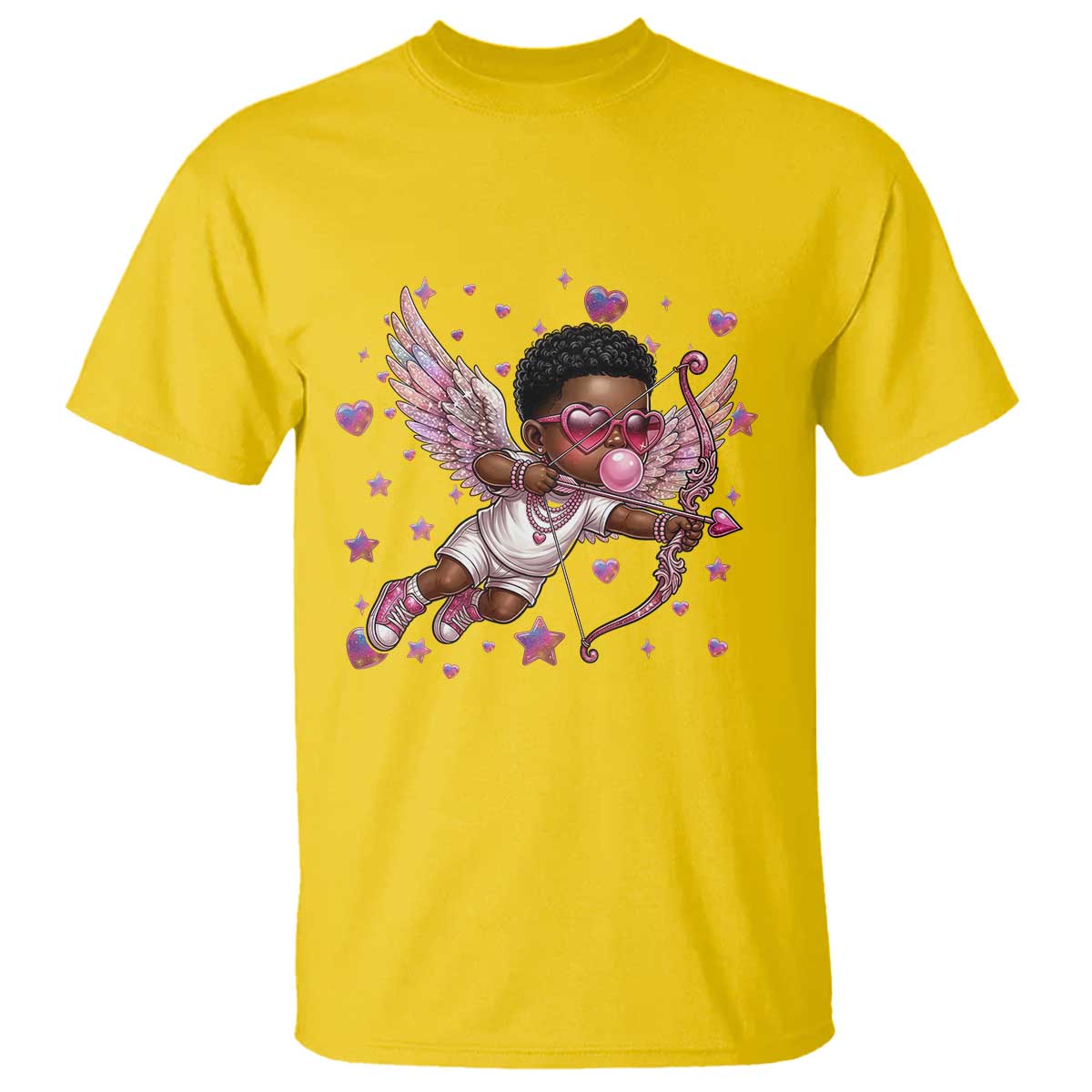 Cute Black Cupid T Shirt African American Valentines Day Gift - African Pride