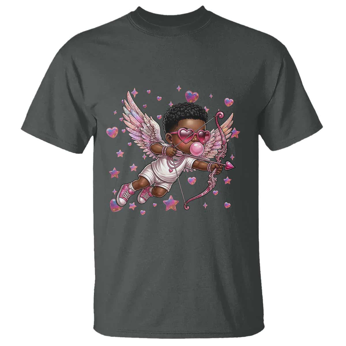 Cute Black Cupid T Shirt African American Valentines Day Gift - African Pride