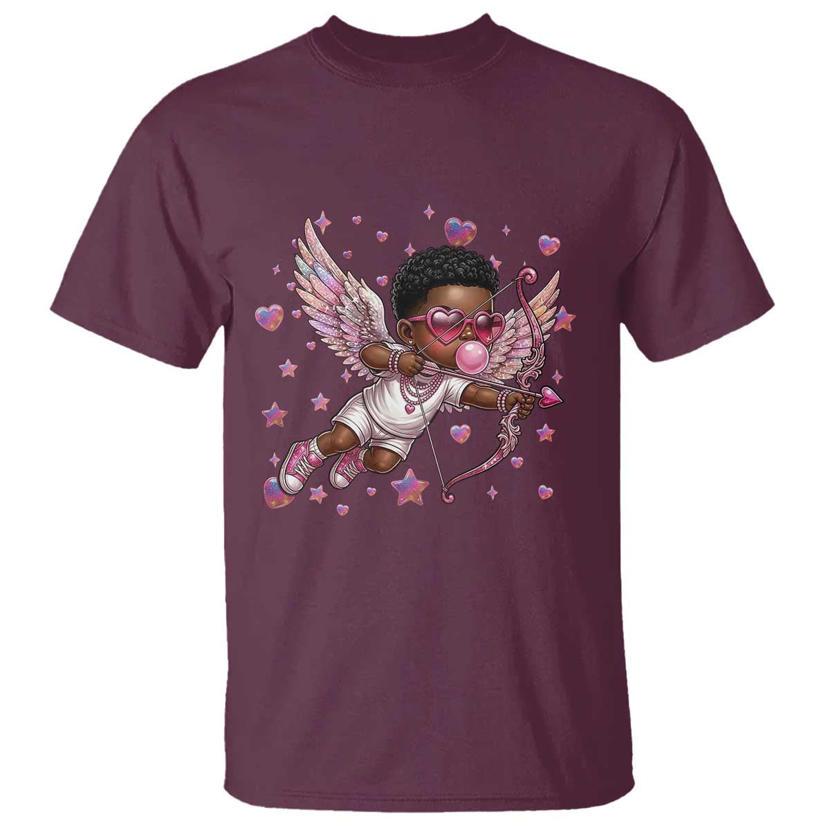 Cute Black Cupid T Shirt African American Valentines Day Gift - African Pride