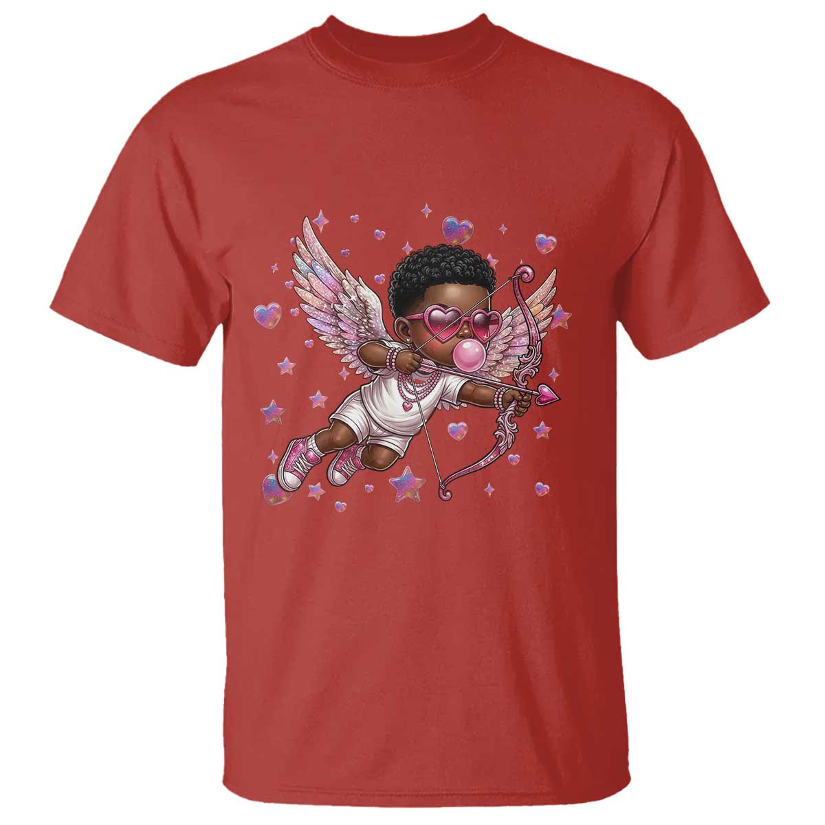 Cute Black Cupid T Shirt African American Valentines Day Gift - African Pride