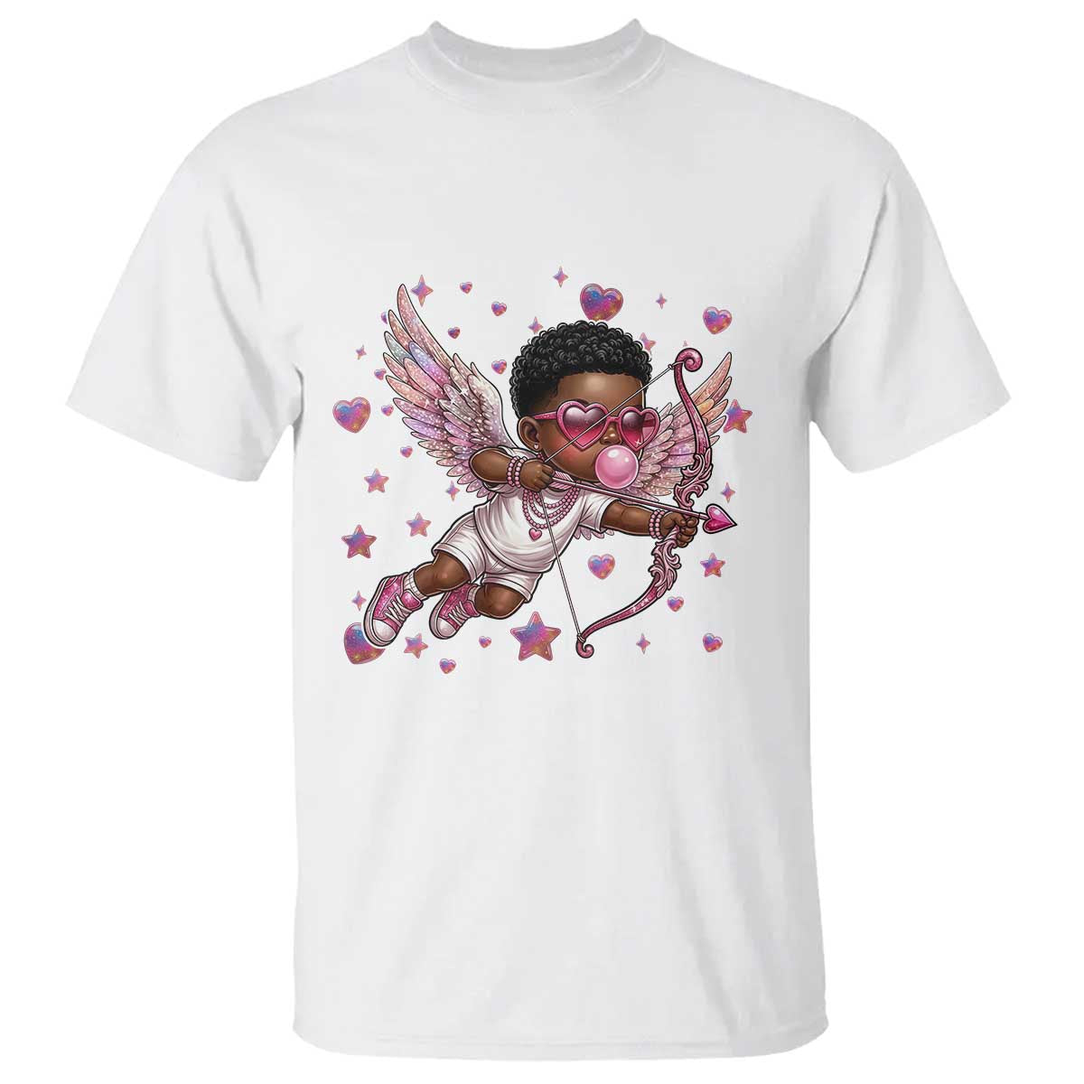 Cute Black Cupid T Shirt African American Valentines Day Gift - African Pride