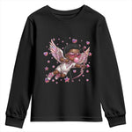 Cute Black Cupid Youth Sweatshirt African American Valentines Day Gift - African Pride