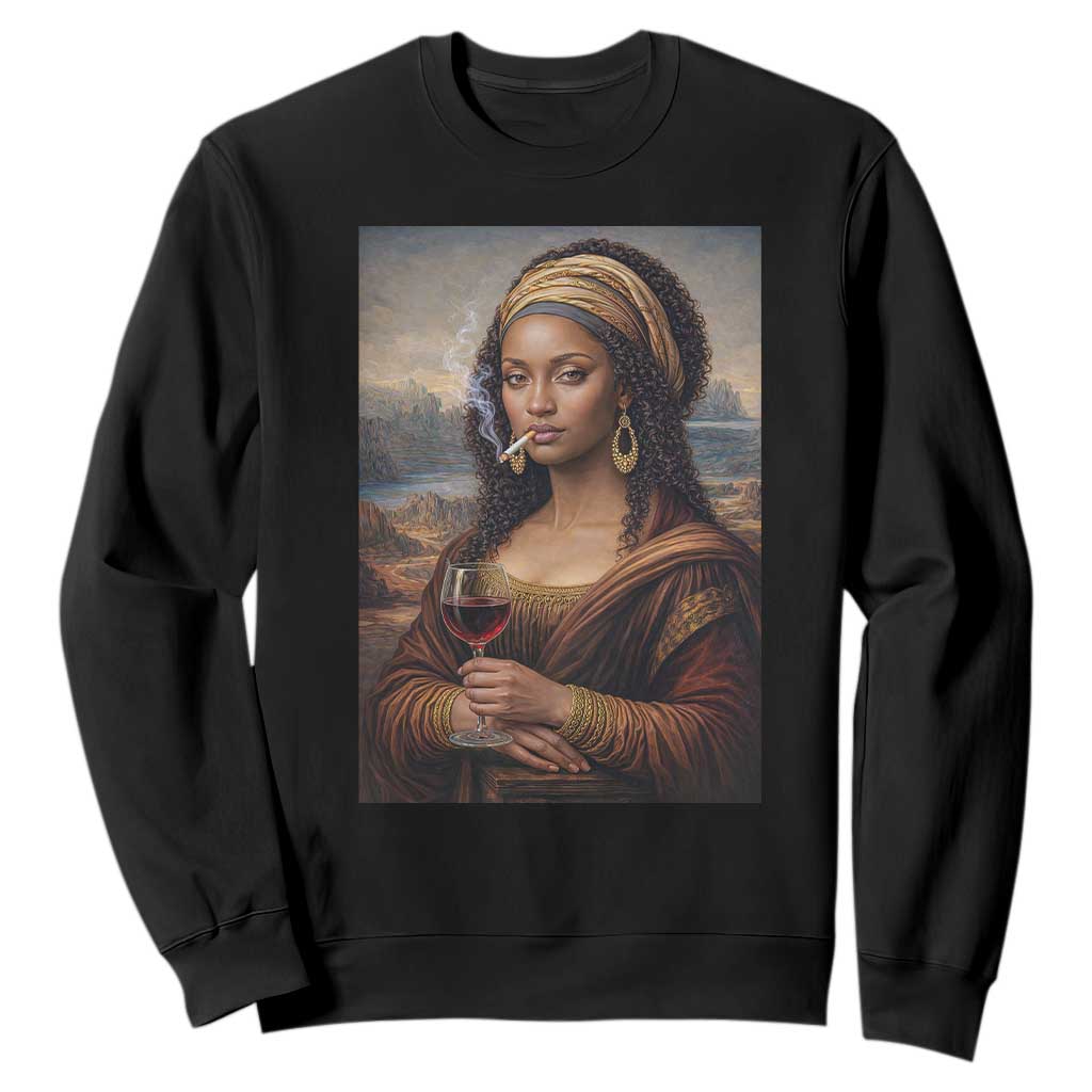 Funny Black Mona Lisa Sweatshirt Melanin Queen Black History Month