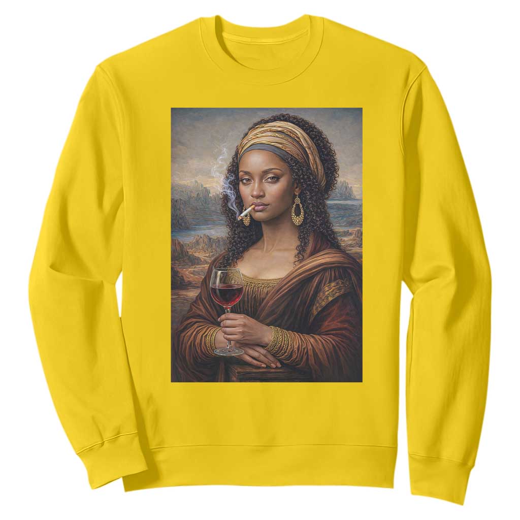 Funny Black Mona Lisa Sweatshirt Melanin Queen Black History Month
