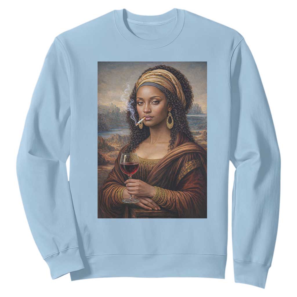 Funny Black Mona Lisa Sweatshirt Melanin Queen Black History Month