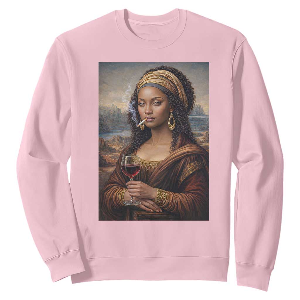 Funny Black Mona Lisa Sweatshirt Melanin Queen Black History Month