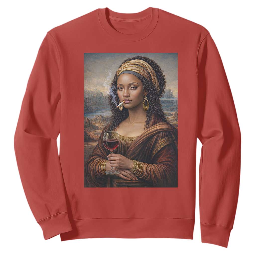 Funny Black Mona Lisa Sweatshirt Melanin Queen Black History Month