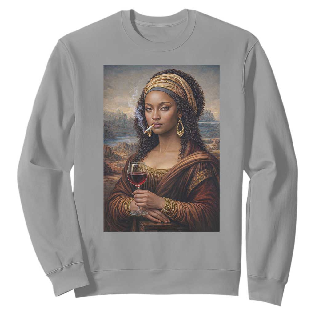 Funny Black Mona Lisa Sweatshirt Melanin Queen Black History Month