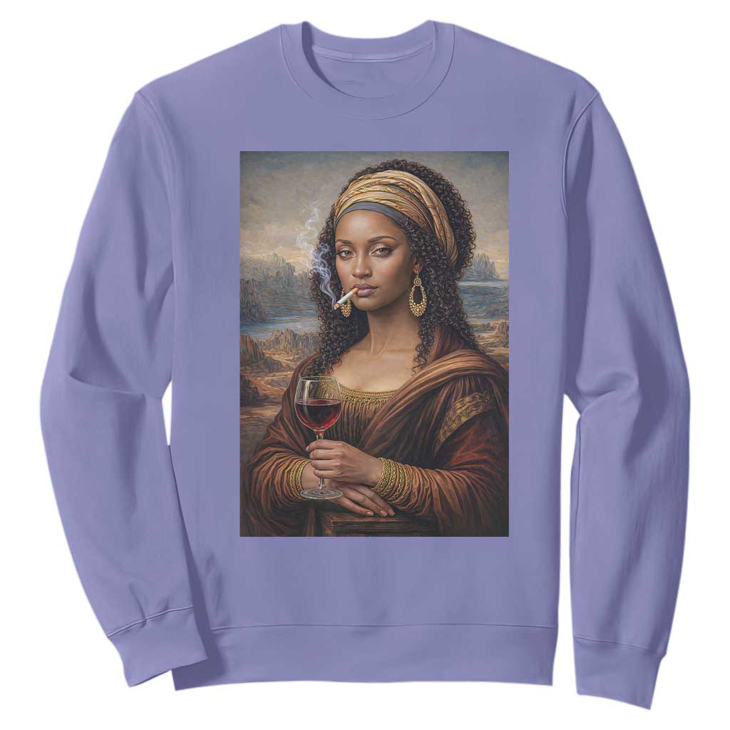 Funny Black Mona Lisa Sweatshirt Melanin Queen Black History Month