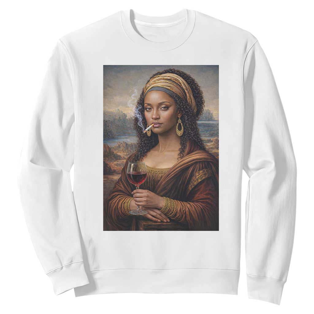 Funny Black Mona Lisa Sweatshirt Melanin Queen Black History Month
