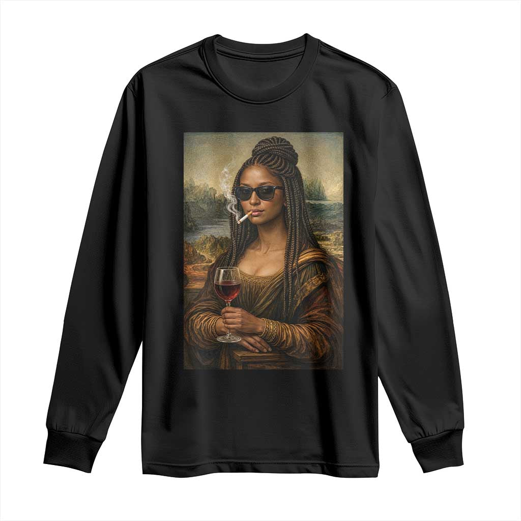 Black Mona Lisa African American Long Sleeve Shirt Black History Month