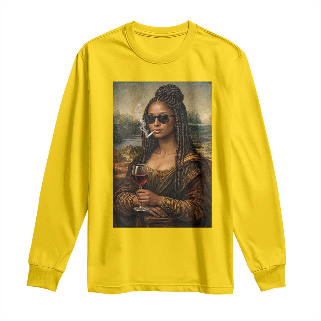 Black Mona Lisa African American Long Sleeve Shirt Black History Month