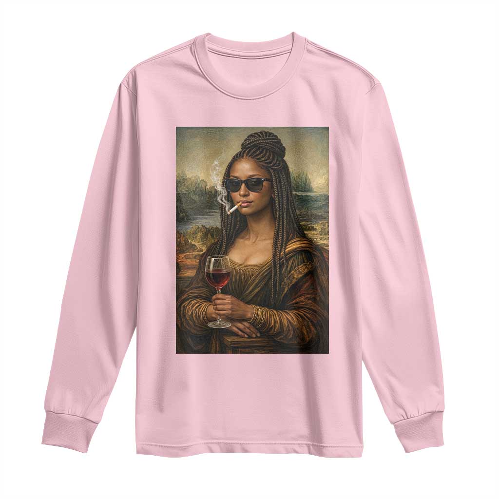 Black Mona Lisa African American Long Sleeve Shirt Black History Month