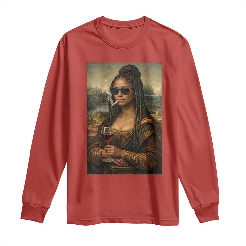 Black Mona Lisa African American Long Sleeve Shirt Black History Month