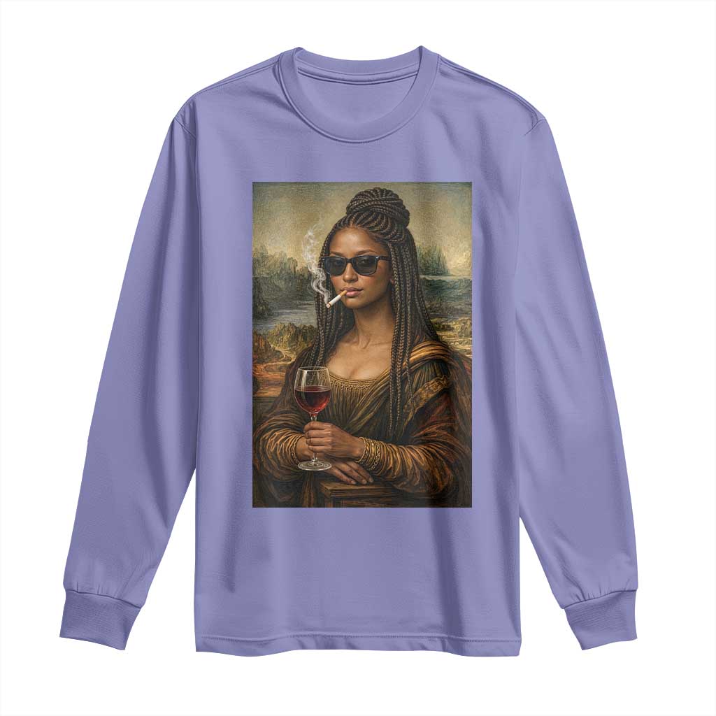 Black Mona Lisa African American Long Sleeve Shirt Black History Month